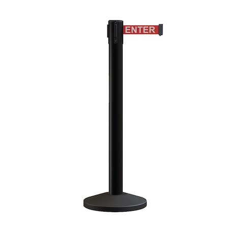 Montour Line Stanchion Belt Barrier Black Post 16ft. Red Caution Belt ES660-BK-CAURW-160